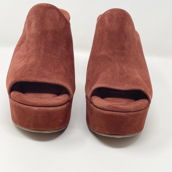 Clergerie Dolcy Platform Wedge Sandal Mule Suede Brown 36.5 - Picture 2 of 10